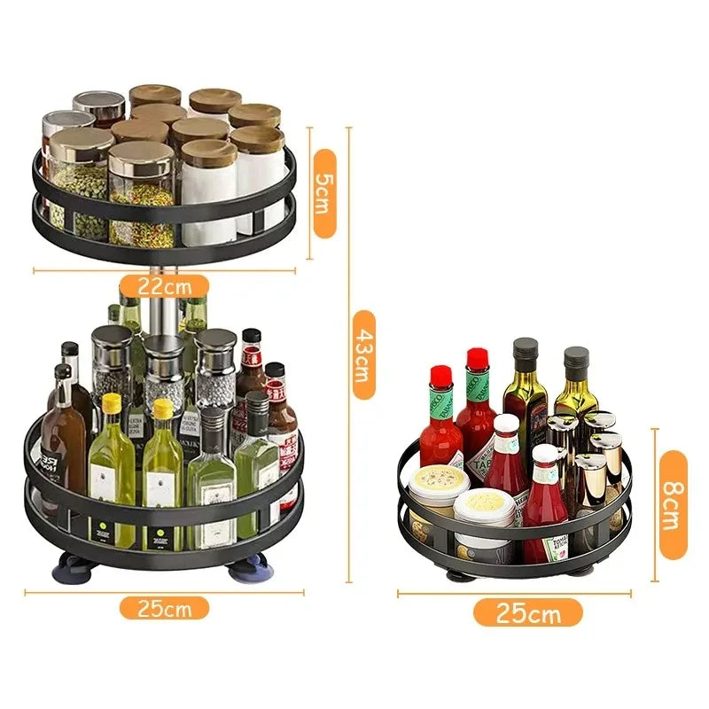 Rotatable Kitchen Storage Rack kitchen Accessories Spice Storage Rack Clean Storage 360 Degrees Rotatable Organizer Turntable