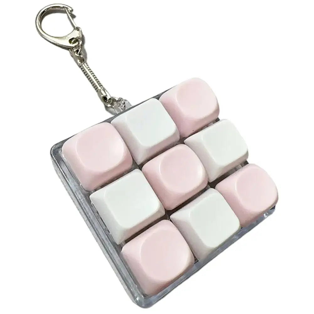 Mechanical Keyboard Fidget Keychain Toy Clicky Keycap Stress Relief 9 Keys Finger Button Squeeze Toy for Adults Gift