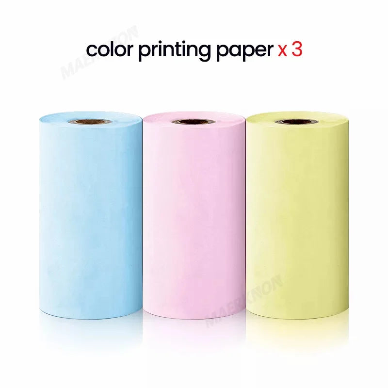 Mini Thermal Printer Paper - Colorful Self-Adhesive 57mm Label Stickers for Bluetooth Inkless Photo Printer