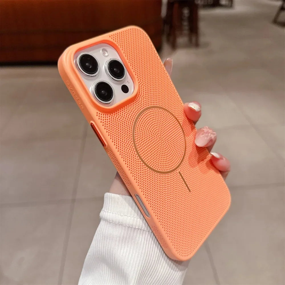 Cooling Heat Dissipation Magnetic Phone Case for iPhone 17 16 15 14 13 12 11 Pro Max Plus 17Pro Breathable Shockproof Back Cover