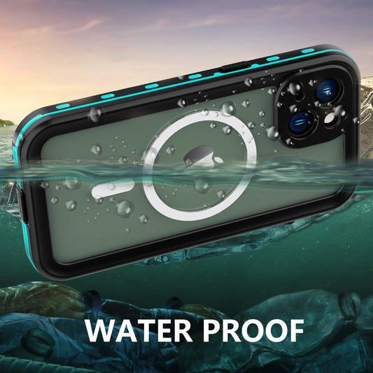 Shellbox-Waterproof and Dustproof Case for iPhone Magnetic Charging Diving Underwater 360 Full Cover IP68 16 15 14 13ProMax Plus