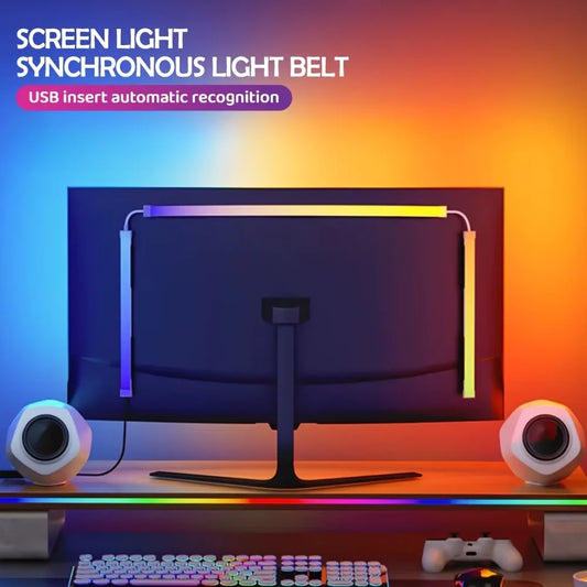 1pc RGB Gaming Monitor LED Backlight Night Lights,Smart Screen Color,Music Sync, USB-Powered,App Control for PC Gaming Decor