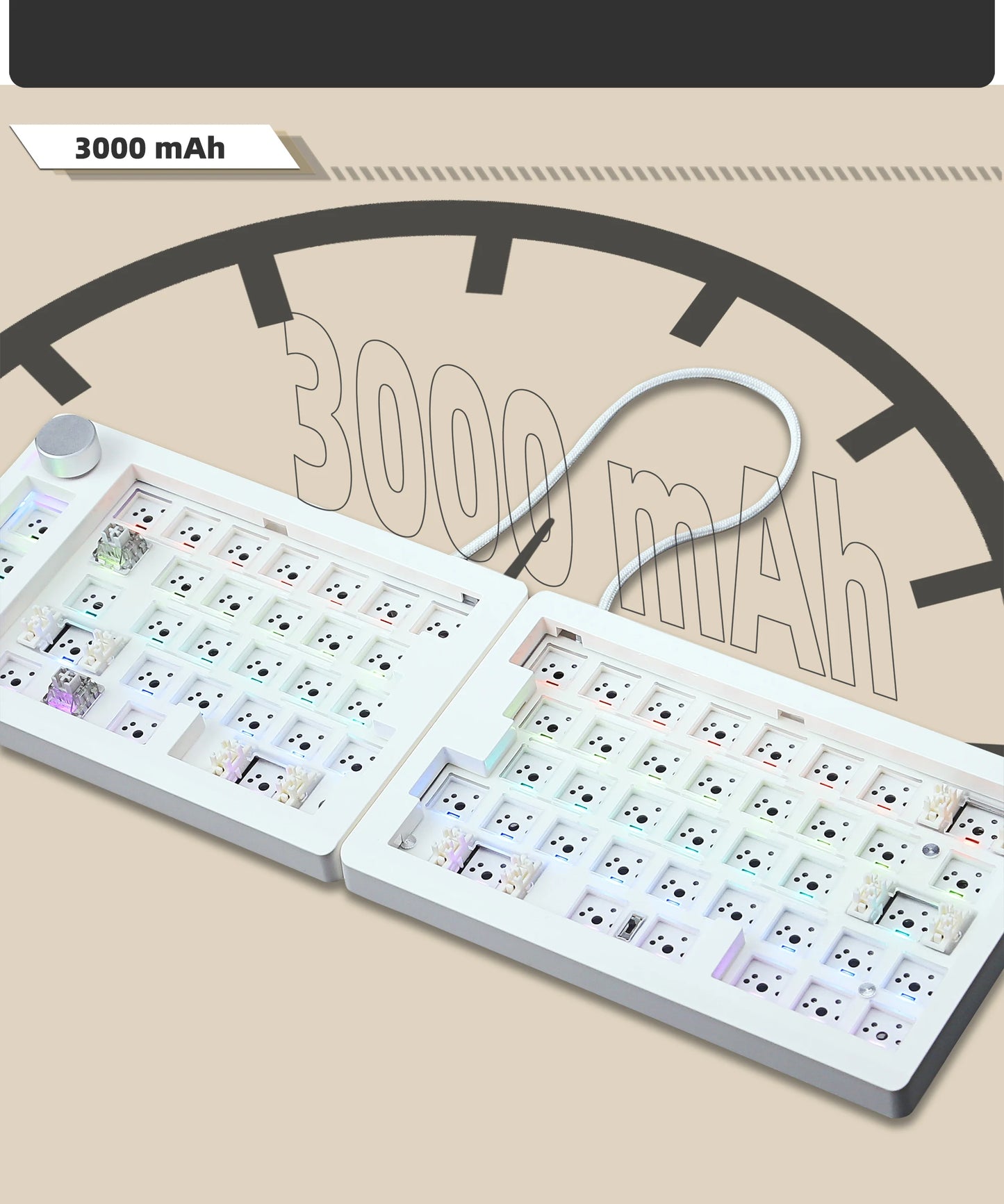 GMK70 Split Type Customized Gaming Mechanical Keyboard Kit Hot swappable Gasket Customized Ergonomic Keyboard Supports QMK/VIA