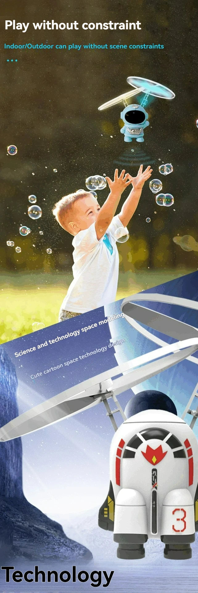 Levitating Luminous Flying Robot Astronaut Toy Aircraft Hand-Controlled Drone Interactive with Lights Outdoor Toys for Kids Gift