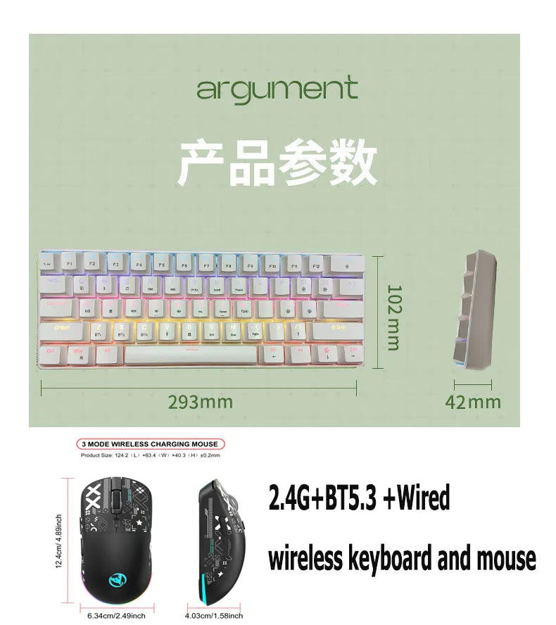 Teclado mecanico bluetooth gamer keyboard mouse sem fio gaming 60% mechanical keyboards teclados  key board para computadora