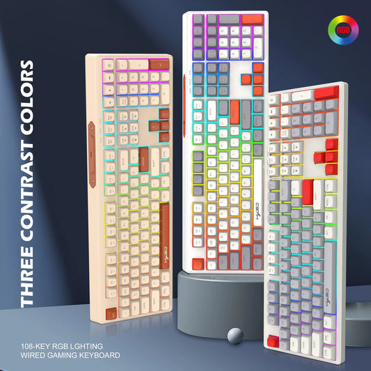 RGB Backlight Gaming Keyboard 108 Keys Adjustable USB Wired Keyboard for Windows Computer Laptops Desktop Dropshipping Wholesale