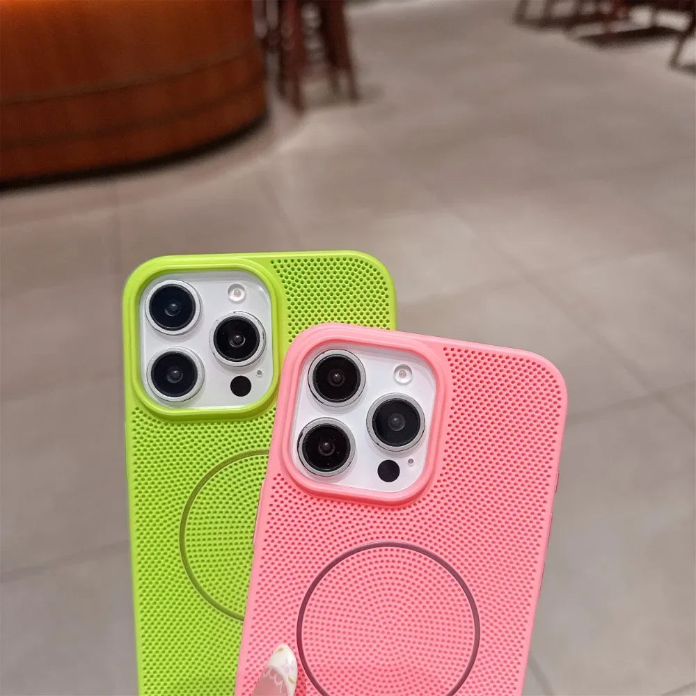 Cooling Heat Dissipation Magnetic Phone Case for iPhone 17 16 15 14 13 12 11 Pro Max Plus 17Pro Breathable Shockproof Back Cover