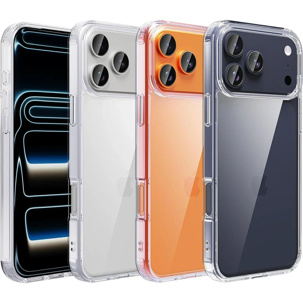 Shockproof Case For iPhone 17 Air  17Pro 17Pro Max 17 Hybrid Hard Acrylic Crystal PC Cover Clear Soft Shell