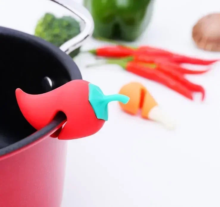 Cute Silicone Pot Lid Anti-spill Rack Heat-resistant Anti-Overflow Stoppers Pot Cover Lifter Holder Creative Kitchen Tool Gadget