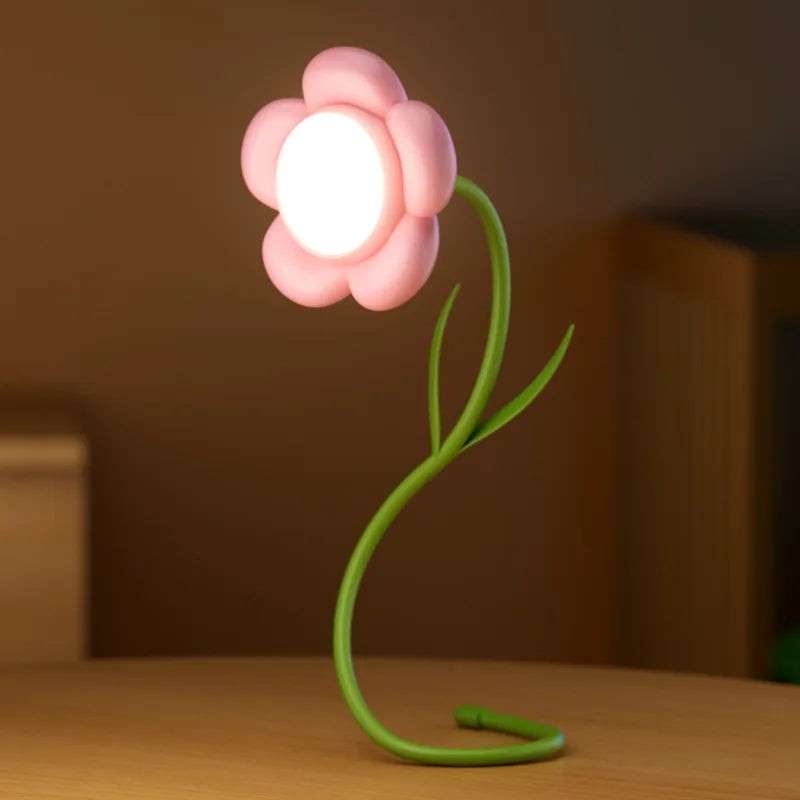Rose Gift Light Flower Lamp 360° Flexible Portable USB Rechargeable Night Light Red Pink Rose Dimmable Adjustable Bed Light