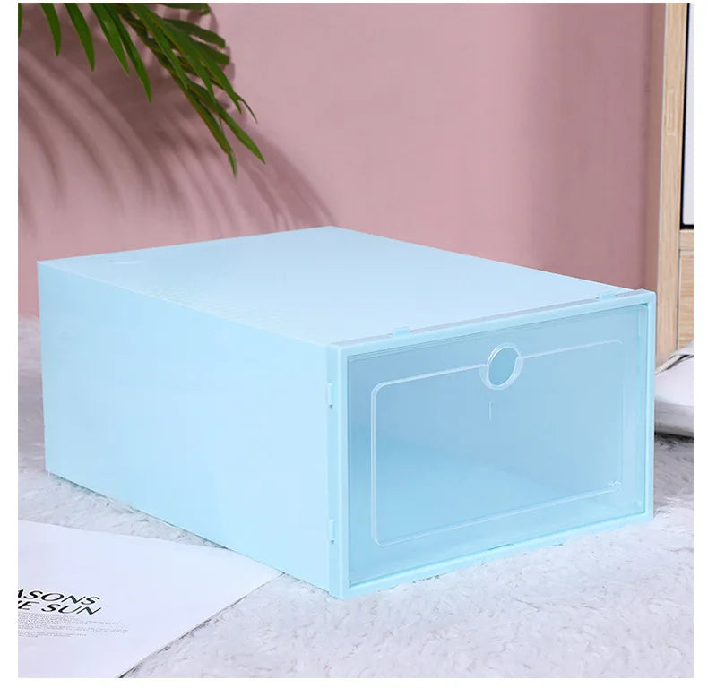Foldable Storage Home Clear Organizer Rack Plastic Shoe Box Set White New shoe cabinets  shoes storage rack
