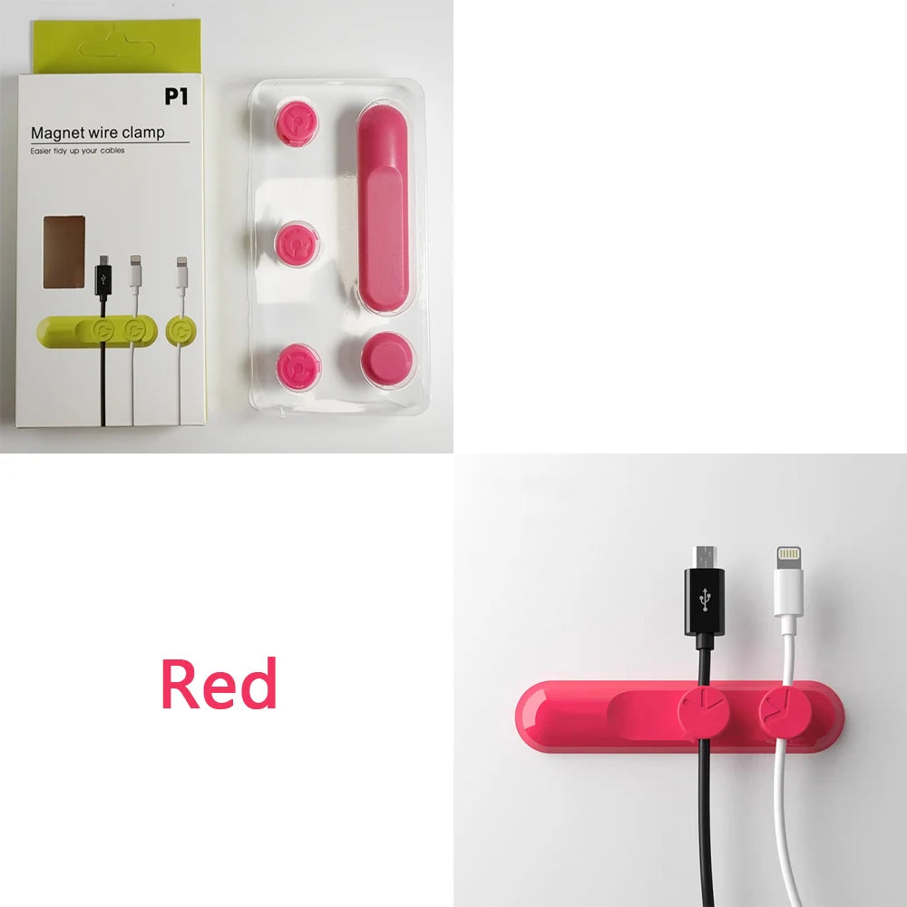 Car Magnetic Cable Holder Cable Clip Protector Cord Winder Car Wire Organizer Desktop USB Charging Line Management Wire Keeper
