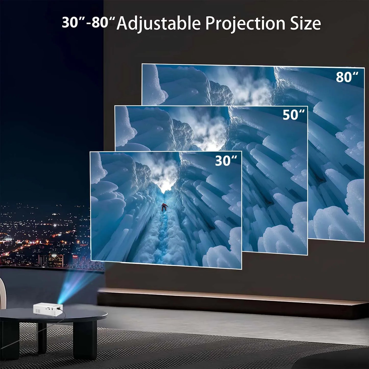 Mini Portable Projector Palm Size with USB HDMI Interface, Compact Home Video Projector for Indoor Use