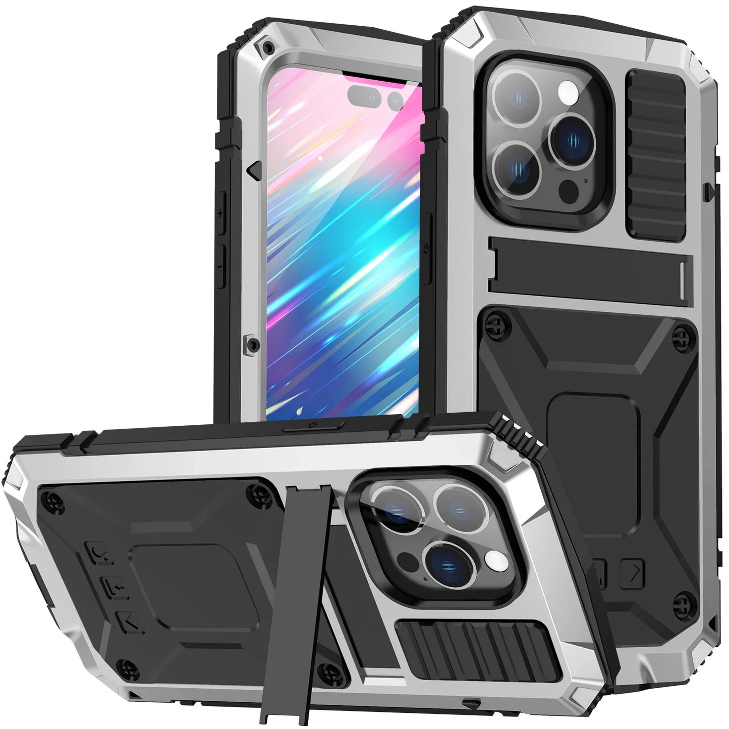 Luxury Rugged Armor 360 Full Phone Case For iPhone 16 15 14 Pro Max Plus 13 12 11 Metal Aluminum Shockproof Cover