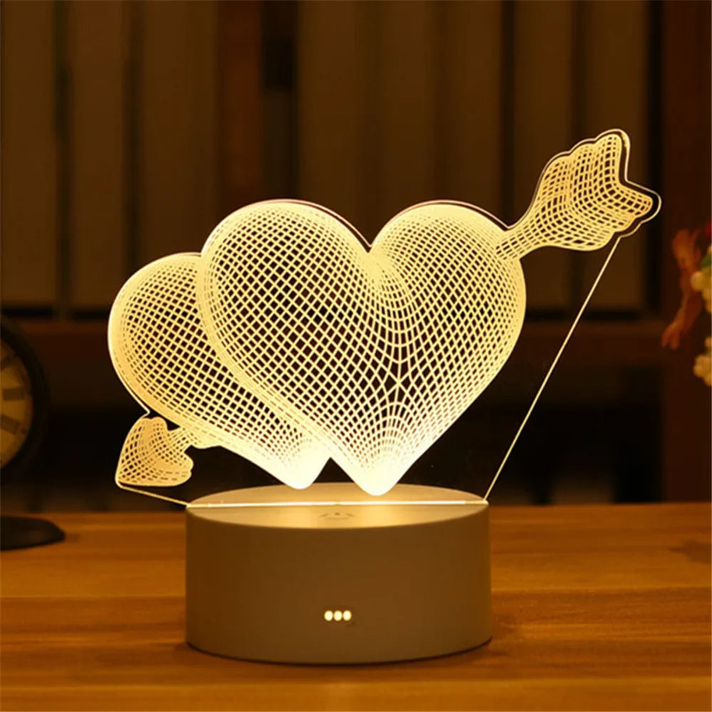 Romantic Love 3D Acrylic Neon Sign USB Led Lamp for Home Children's Night Lights Table Lamp Birthday Valentines Day Bedside Lamp