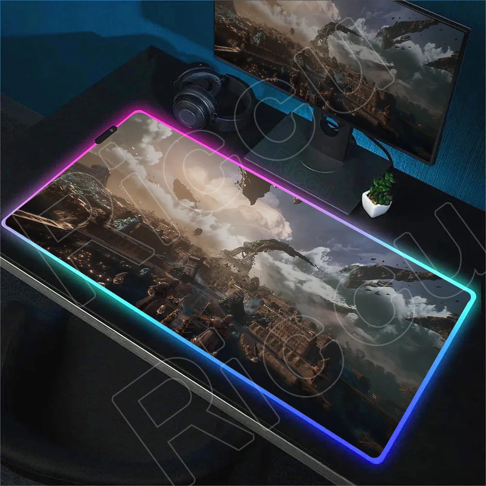 RGB Mousepad Hot Game Clair Obscur Expedition 33 Mouse Pad LED Luminescence Keyboard Deskmat Large Gamer Mice Rug With Backlight