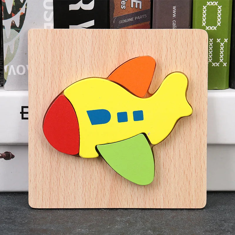 Baby High Quality 3D Wooden Puzzles Educational Cartoon Animals Early Learning Intelligence Puzzle Game Toys for Children