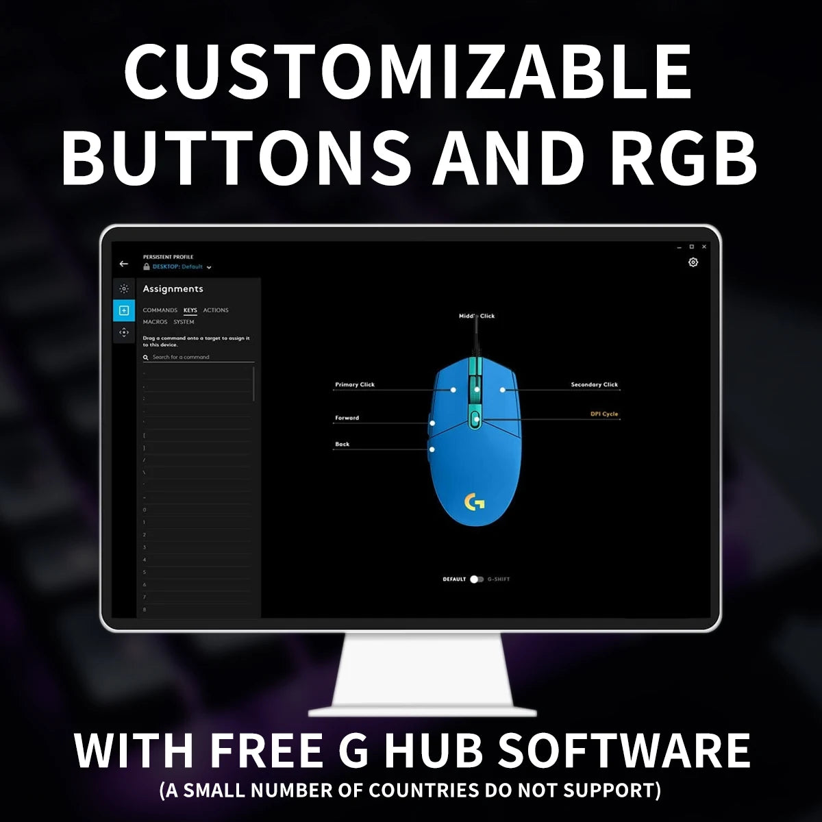 Official Logitech G203 Mouse for Gaming, Lightsync RGB with 3 Zones, 25G Acceleration, 200 IPS Tracking Speed