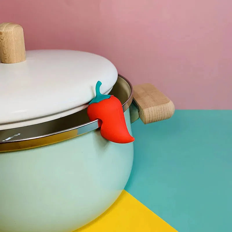 Cute Silicone Pot Lid Anti-spill Rack Heat-resistant Anti-Overflow Stoppers Pot Cover Lifter Holder Creative Kitchen Tool Gadget