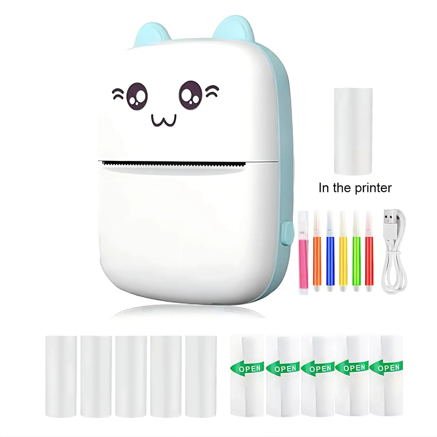 Mini high-definition thermal paper printer, APP+Bluetooth ink free portable printer, suitable for learning/daily label printing