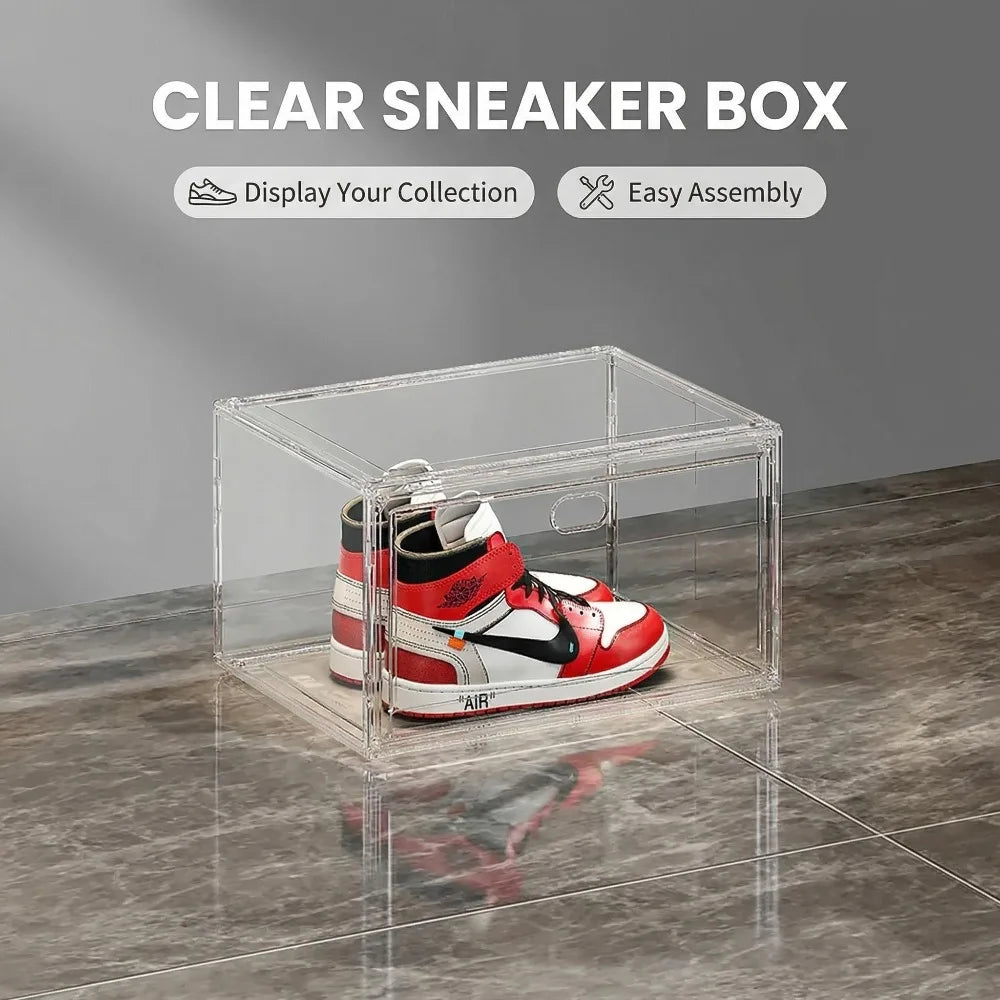 Thickened Transparent Storage Box Acrylic Shoe Box with Magnetic Flip Cover Dustproof Storage Box Multi-Layer Stackable Shoe Box