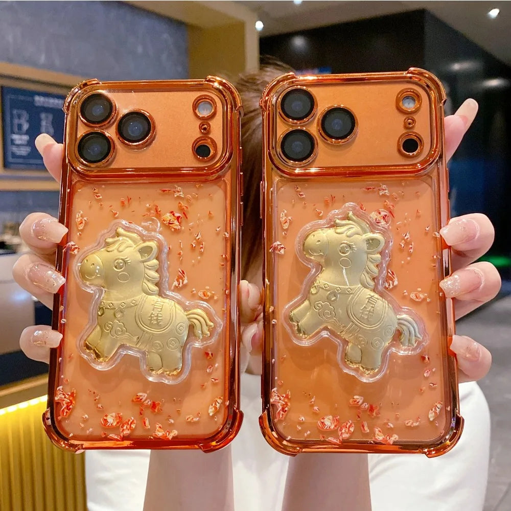 The latest phone case  2025 for iPhone 17/16/15 14Pro Max creative wealth design luxurious ultra-thin shock-absorbing silicone