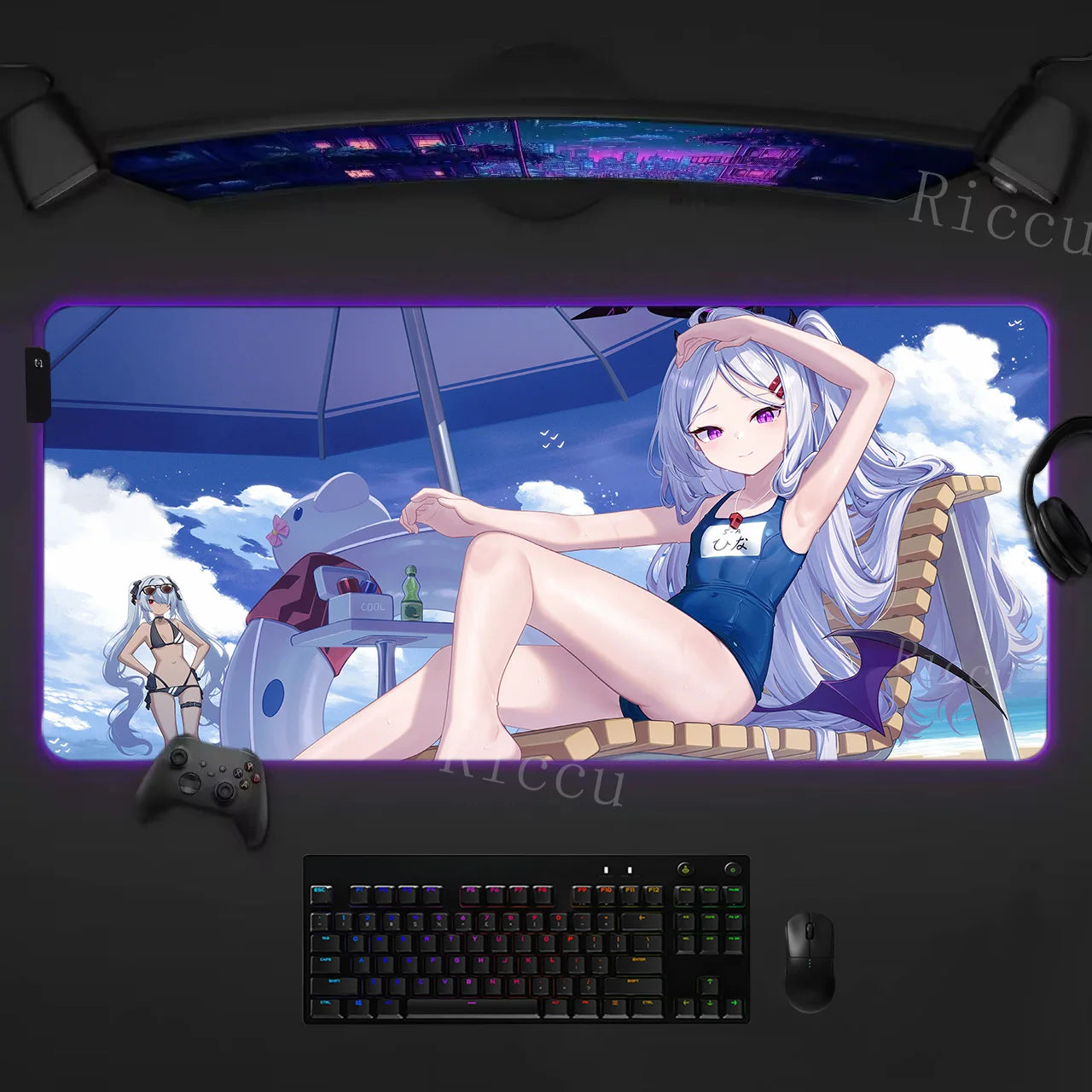 RGB HD Ryuuge Kisaki Blue Archive Game Mousepad Large Keyboard Desk Mat Gaming Mouse Pad LockEdge Edge PC Computer Mat E-Sports