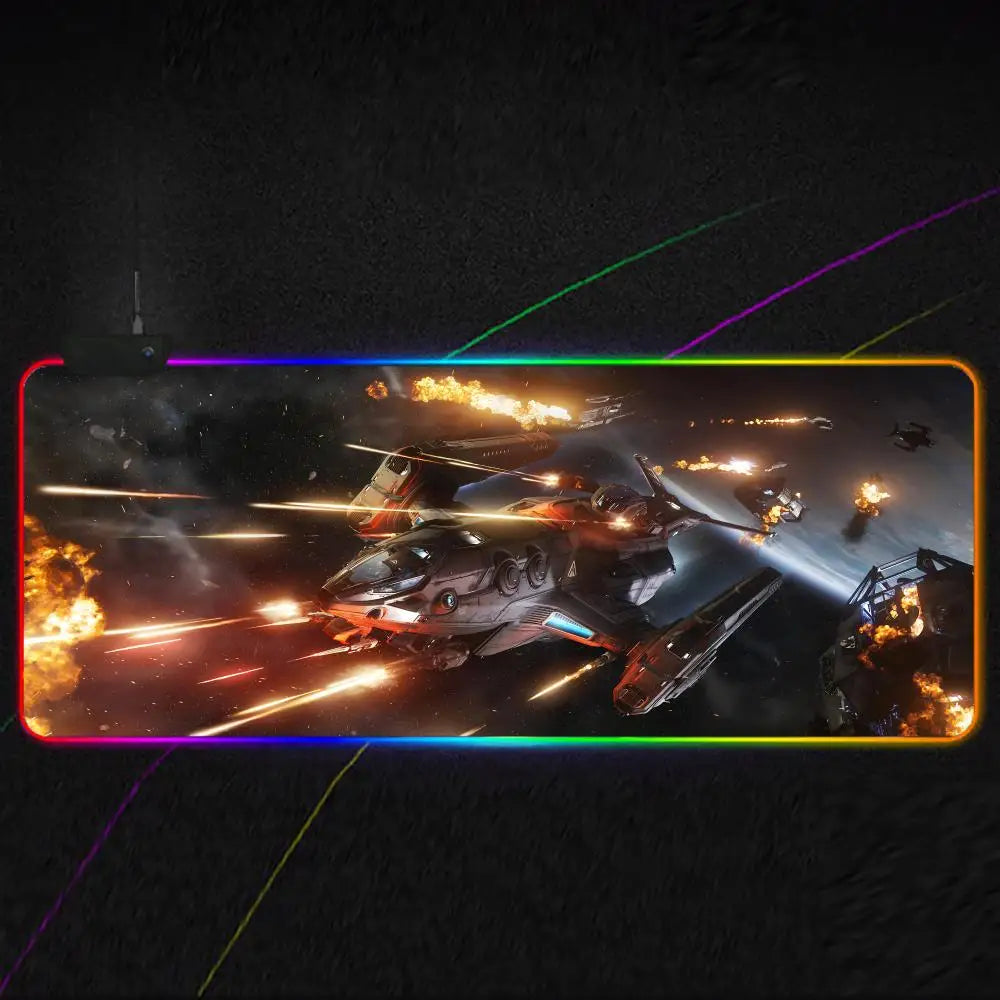 Star Citizen Mouse Pad RGB Gaming Mouse Pad XXL, Extended Surface, Non-Slip, Smooth, LED Lights, Perfect Desk Mat