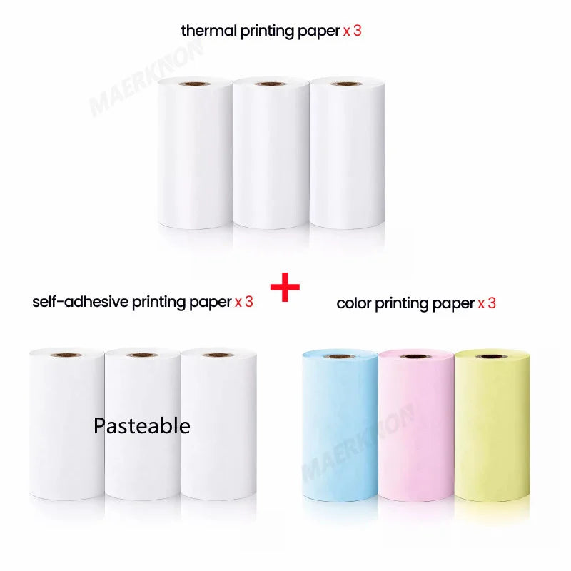 Mini Thermal Printer Paper - Colorful Self-Adhesive 57mm Label Stickers for Bluetooth Inkless Photo Printer