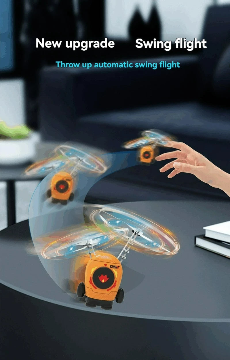 Levitating Luminous Flying Robot Astronaut Toy Aircraft Hand-Controlled Drone Interactive with Lights Outdoor Toys for Kids Gift