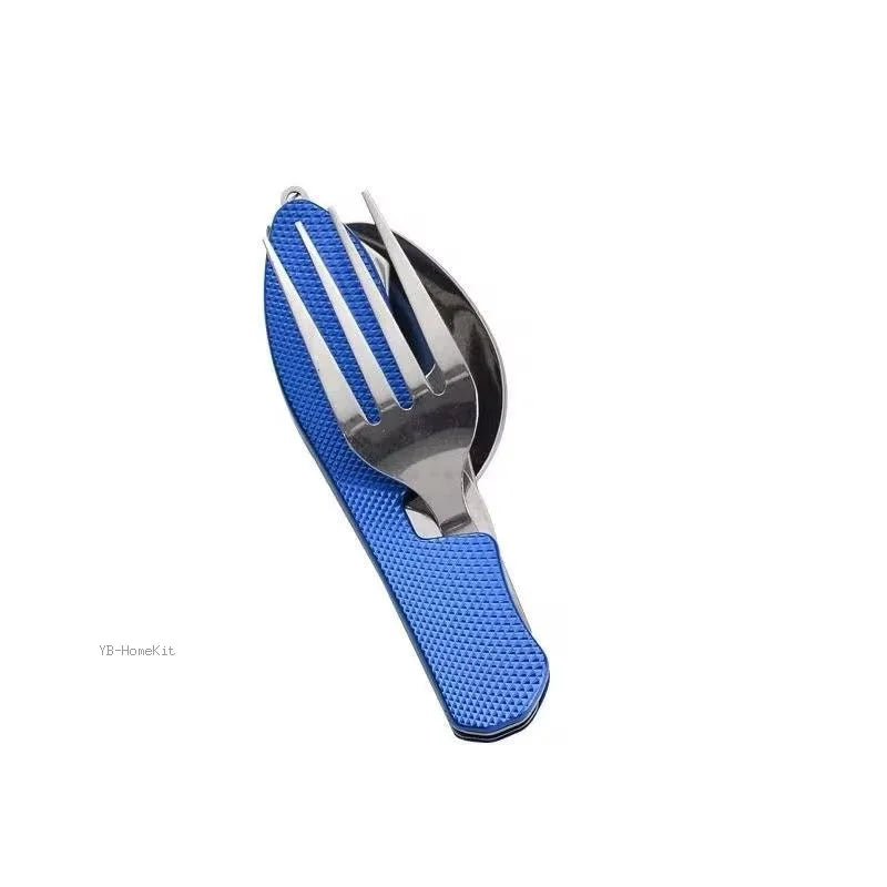4 in 1 Camping Utensils Cutlery - Camping Stainless Steel Folding Pocket Kits for Hiking Survival Camping Travel