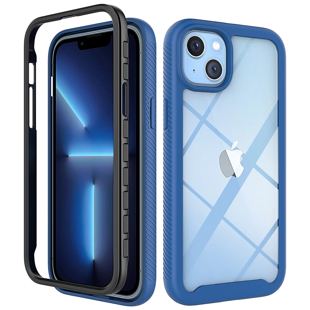 Hybrid Rugged Armor Shockproof Case For iPhone 16 15 14 11 12 13Pro Max XR X XSMAX XS SE 7 8 Plus Transparent Acrylic Back Cover