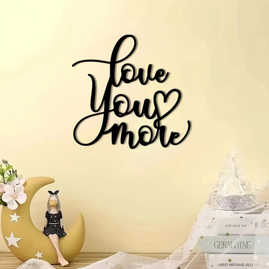 1pc "Love You More" Metal Wall Art,Script Lettering Sign for Indoor & Outdoor Decor, Farmhouse Style,Perfect for Valentine'S Day
