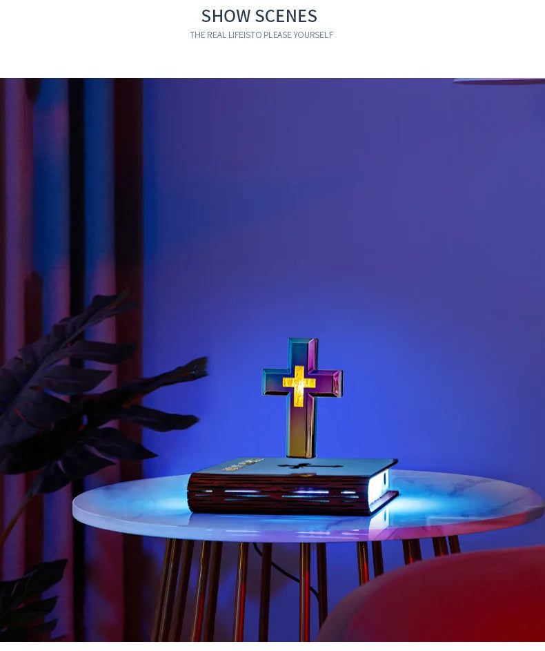 Magnetic Levitating Cross Floating Christian Cross Decorations Maglev Cross the Holy Bible Base