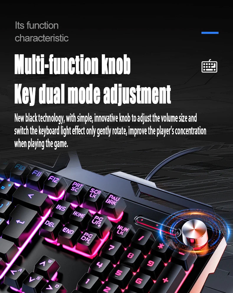 V2g5 Gaming Mechanical Handle Metal Keyboard Mouse Headset Usb Cable 3pieces/set for Esports Player Free Mousepad