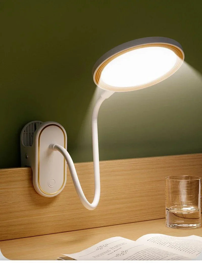 LED Reading Book Light USB Rechargeable Table Lamp With Clip Bedside Reading Light Touch 3 Modes Dimming Eye Protection Lights