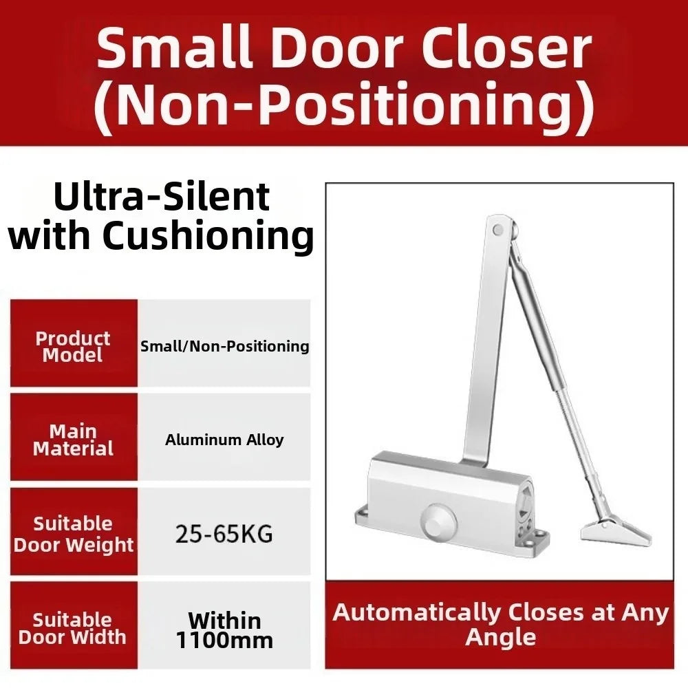 25-85KG Automatic Door Closer Mute Soft Closing Adjustable Speed Hydraulic Buffer Aluminum Alloy Protective Door