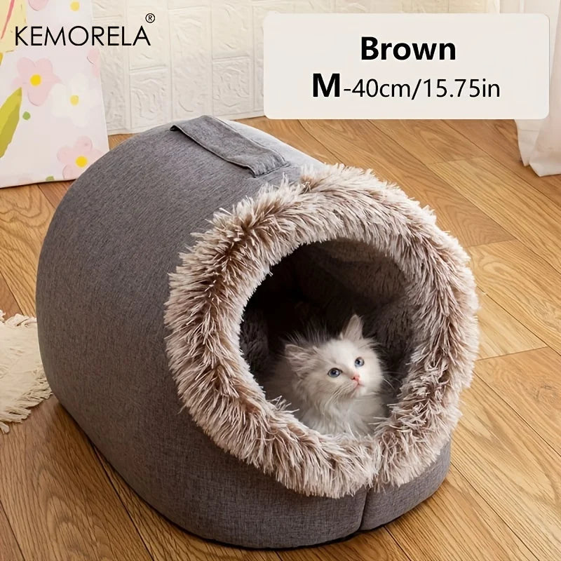 KEMORELA Cat Bed Comfortable Pet Sleeping Bed, Portable Cat Bed Warm And Thickened Pet Bed With Handle Portable Cat Bed