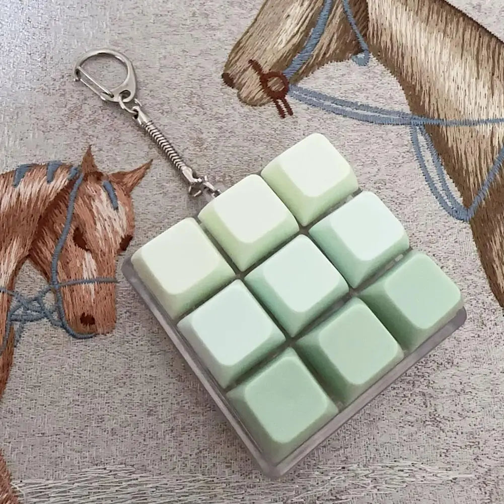 New Fidget Keychain DIY Keyboard Fidget Keychain Keys Button Relief Stress Finger Keyboard Cap 4/9Keys Pass The Time Clicker Toy