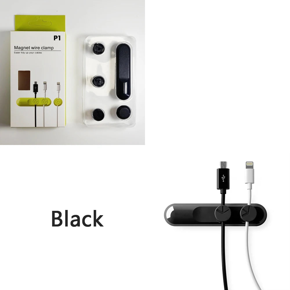 Car Magnetic Cable Holder Cable Clip Protector Cord Winder Car Wire Organizer Desktop USB Charging Line Management Wire Keeper