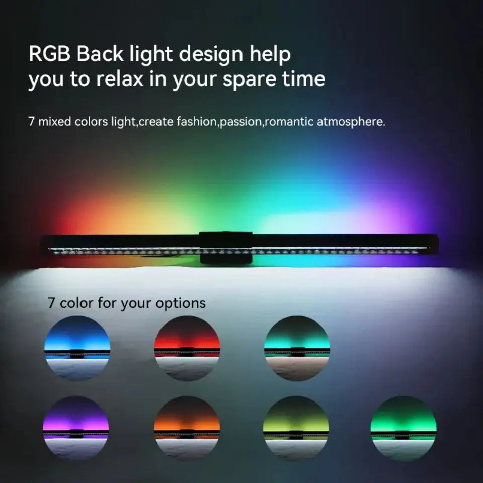 Computer Monitor Light Bar RGB Rhythm Screen Hanging Lights Stepless Dimming Desk Lamp For Study Reading Gaming Table Lighting
