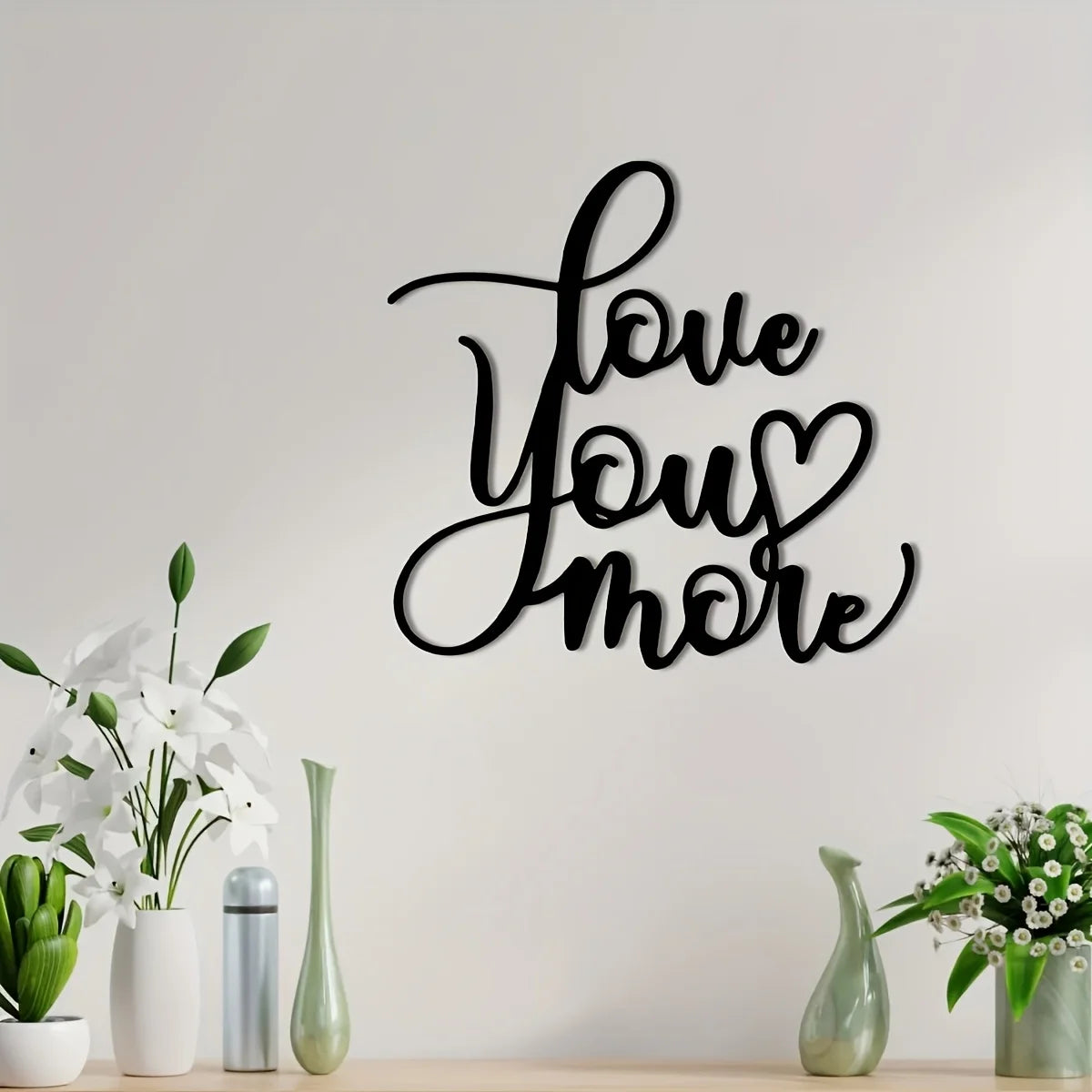 1pc "Love You More" Metal Wall Art,Script Lettering Sign for Indoor & Outdoor Decor, Farmhouse Style,Perfect for Valentine'S Day
