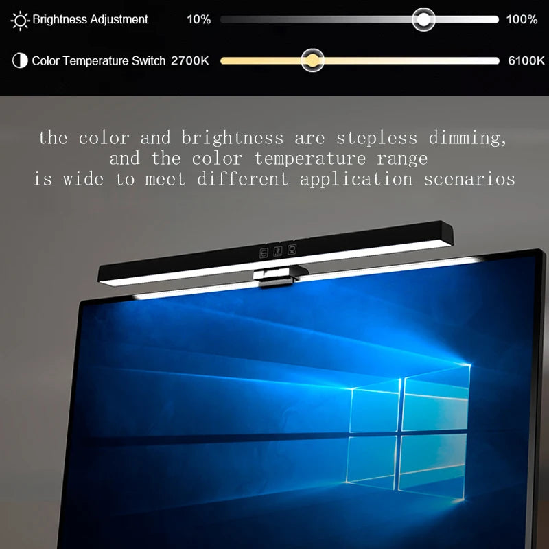 RGB Monitor Light Bar LED PC Screen Hanging Light Atmosphere Night Backlight Dimming Table Lamp For Study/Work/Game Lighting