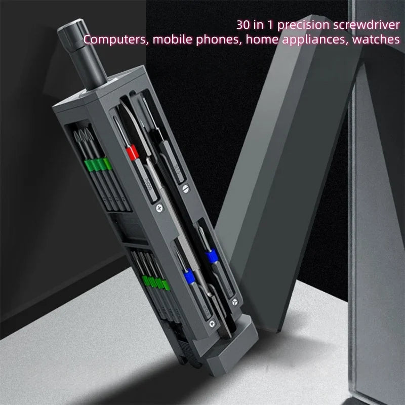 30 in 1 precision screwdriver set, S2 screwdriver head, suitable for repairing, disassembling and assembling computers, mobile p