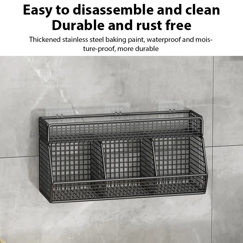 Kitchen Wall Mounted Storage Rack Vegetables Fruits Holder Onion Garlic Condiments Spice Double Layer Storage Shelf Organizer