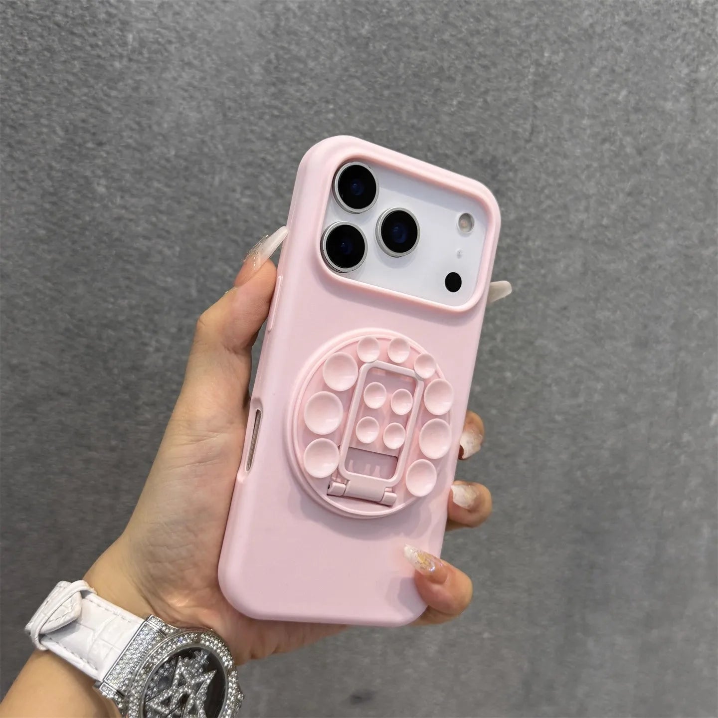 Liquid Silicone Phone Case For iPhone 17 Pro Max 17Air 16 17 Pro 15 14 Plus With Silicone Suction Cup Bracket Protection Cover