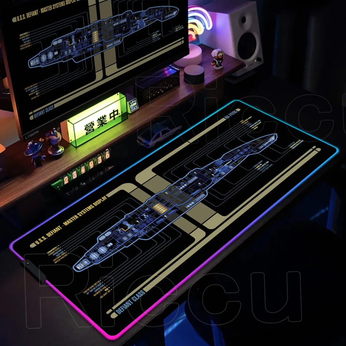 RGB Pc Gamer S-Star Treks Keyboard Expansion Mouse Pad LED Glowing Mat Rubber Backlight Gaming Computer Laptop Home Office Setup