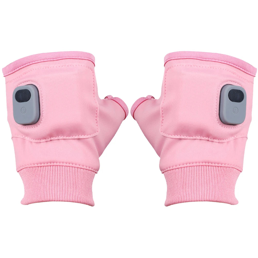 Electric Heated Gloves 360 Degree Heating Electric Thermal Gloves Fingerless Touchscreen for Outdoor Hiking Cycling