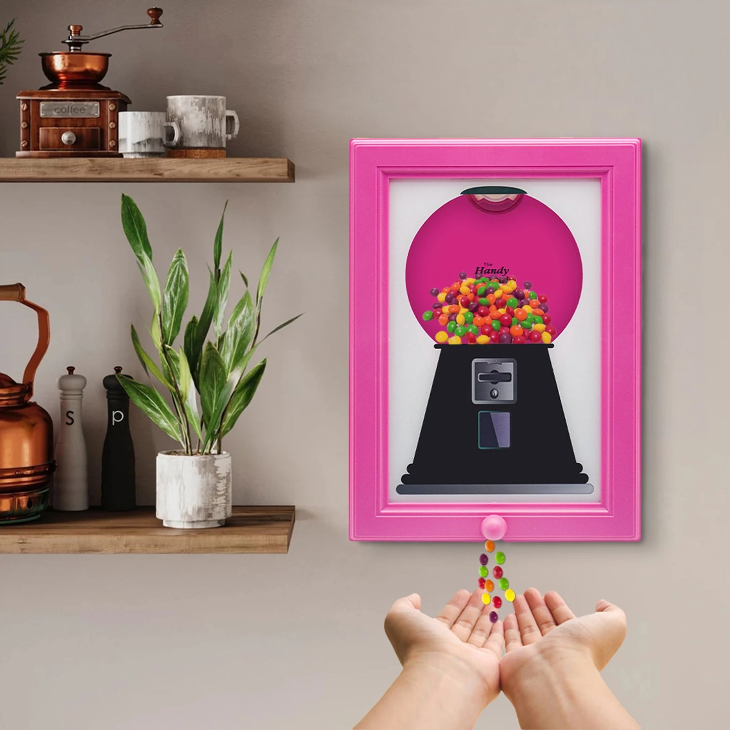 2-in-1 Candy Dispenser Picture Hanging Candy Frame Gumball Machine In A Frame Handy Fast Distribution Candies Nuts Christmas Gif