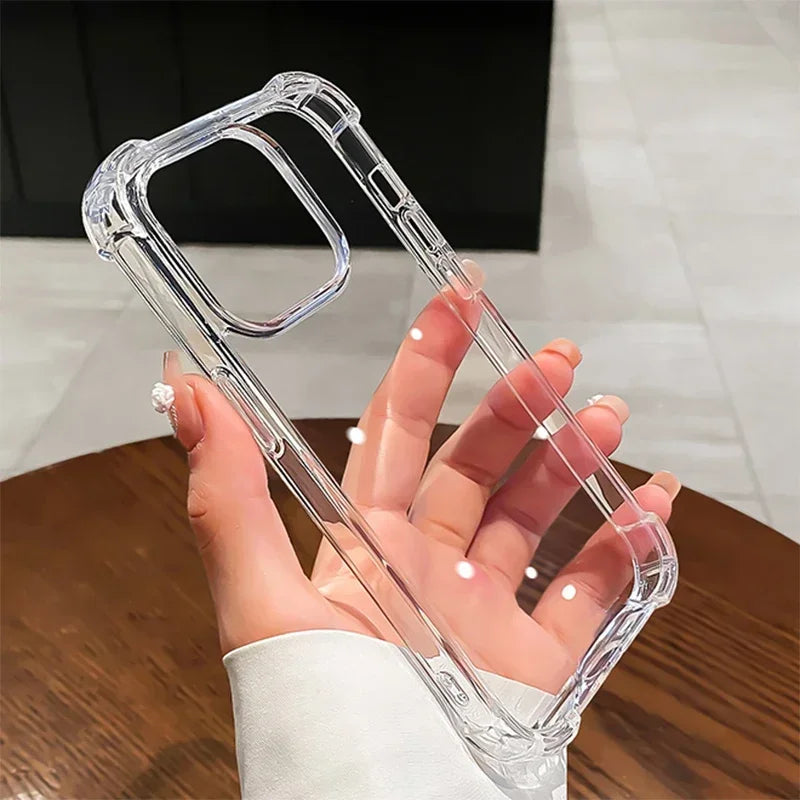 Air-Bag Shockproof Silicone Transparant Case For iPhone 17 16 15 Plus 11 12 13 14 Pro Max Mini X Xs XR 7 8 Plus Clear Back Cover